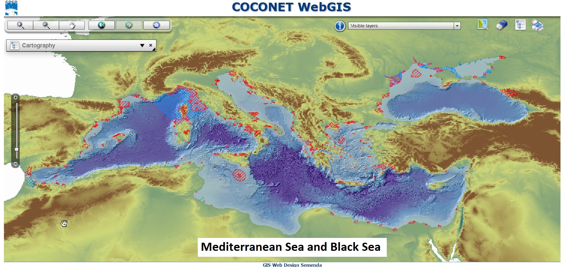 Depth chart of the Mediterranean Sea